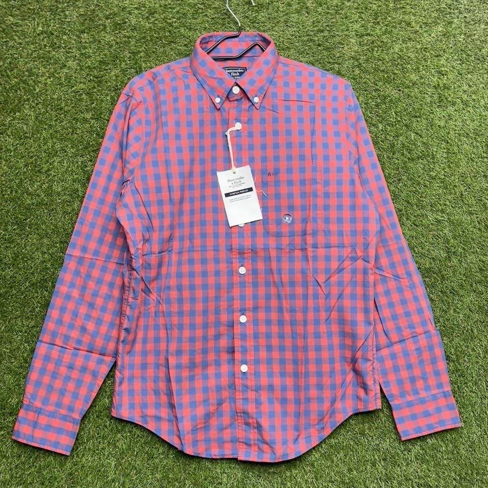 Abercrombie & Fitch Dress Shirt Mens Medium Stretch Poplin Long Sleeve Button